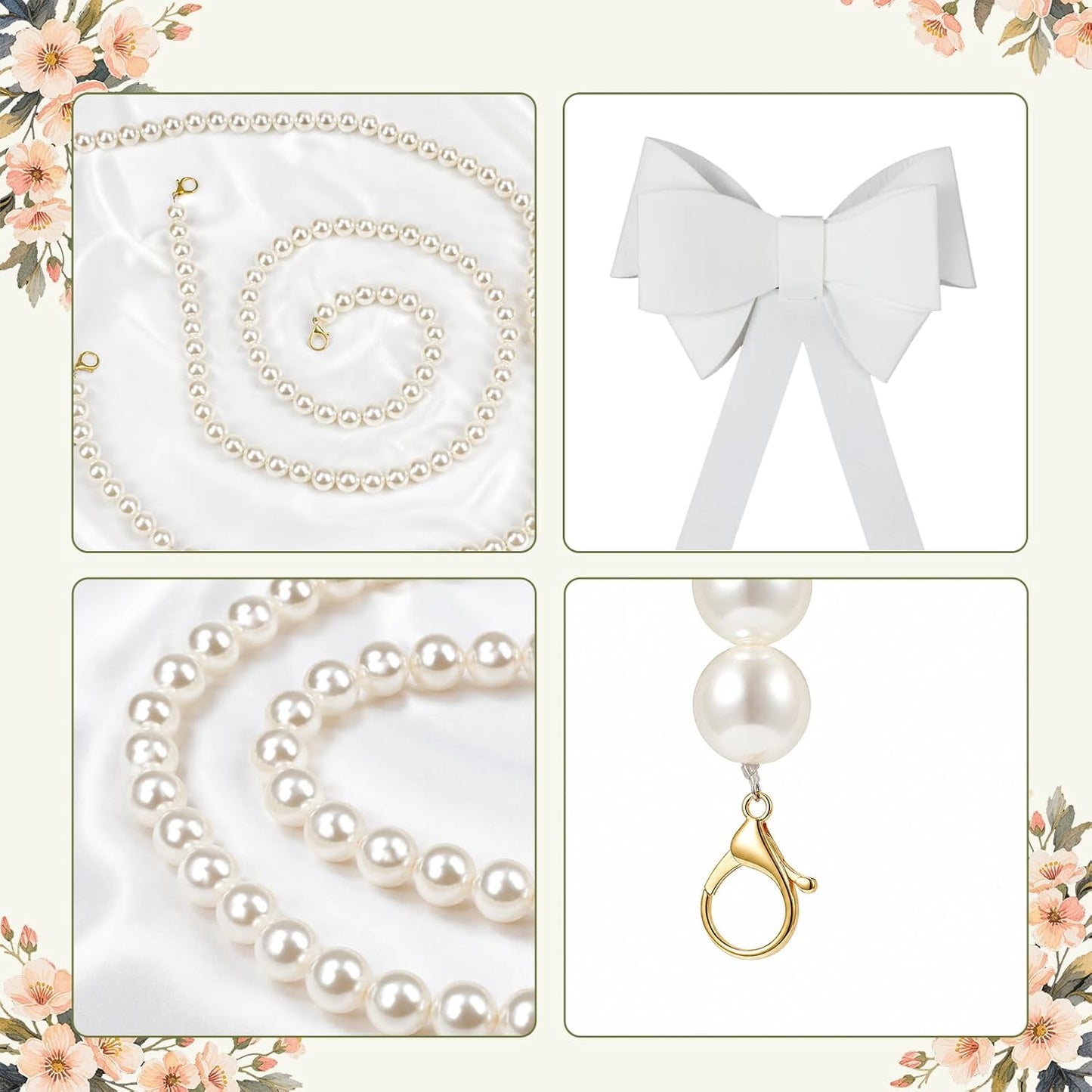Canlierr 2 Pcs 5.6ft Wedding Giant Pearl Garland Decorations Large Faux Bead Garland with Hook for Ceremony Photo Booth Outdoor Proposal Scene Garden Beach Party Decor(Ivory White,25mm,Simple)