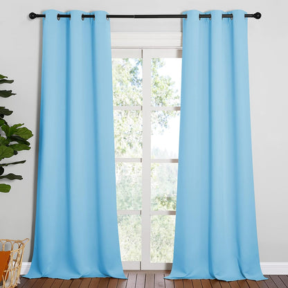 NICETOWN Halloween Pitch Black Solid Thermal Insulated Grommet Blackout Curtains/Drapes for Bedroom Window (2 Panels, 42 inches Wide by 63 inches Long, Black) - Colors B