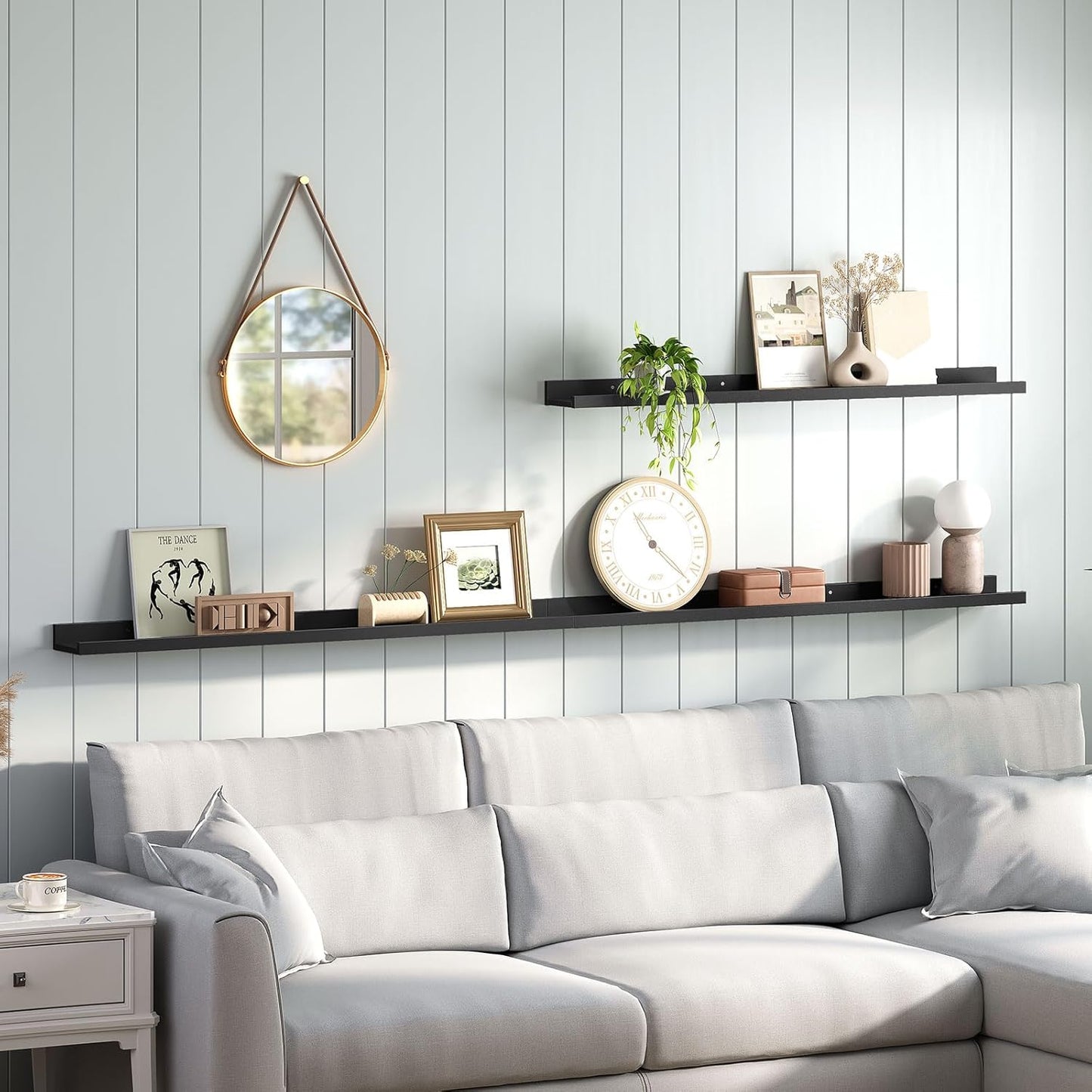 HOOBRO Floating Shelves, Wall Shelf Set of 3, 35.4 Inches Hanging Shelf with Raised Edge and Invisible Brackets, for Bathroom, Bedroom, Kitchen, Office, Living Room Decor, Rustic Brown BF90BJ01