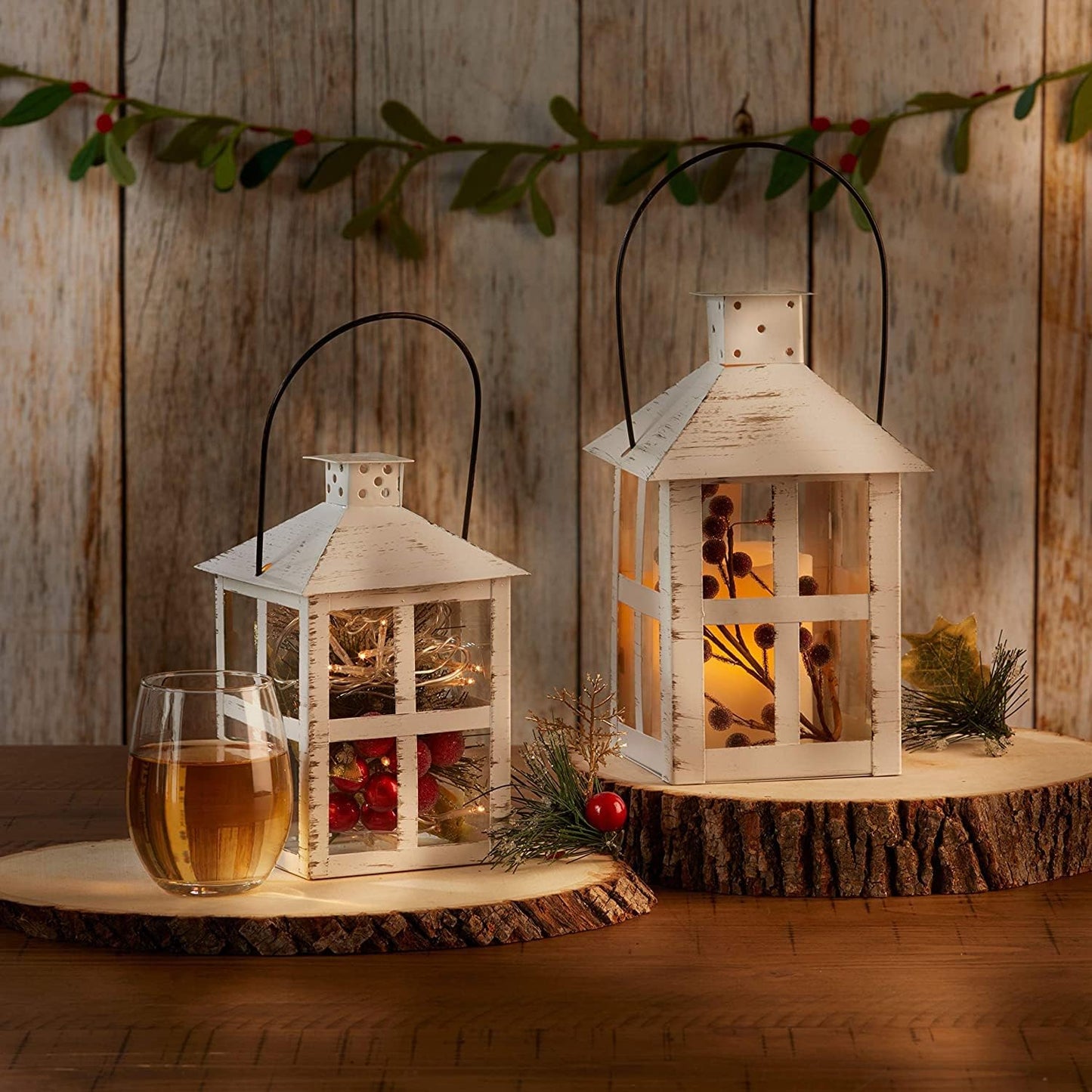 Kate Aspen Rustic Farmhouse Decor White Candle Holder Lantern Decorative (5 Inch), Wedding Decoration, Centerpiece Table Decorations, Home Decor, Shelf Decor, Fireplace Lantern