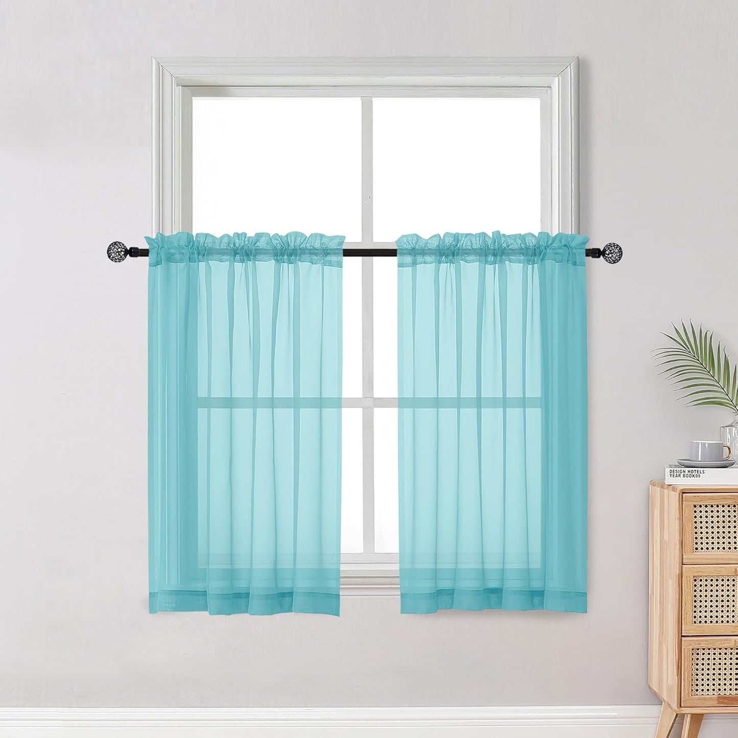 OWENIE Sheer Curtains 84 inches Long 2 Panels Set for Living Room/Bedroom, Rod Pocket Voile Sheer Panel Drapes, White, 2pcs, Each 42" W x 84" L - Colors A