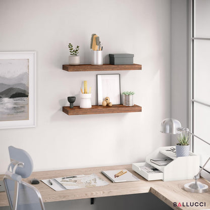 Ballucci Floating Shelves for Wall, 48" Wood Wall Shelf Set of 2, with Invisible Brackets for Bathroom, Living Room, Bedroom, Kitchen, Nursery, 8" Deep, Black