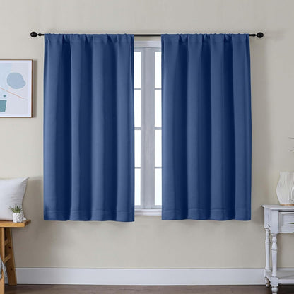 Simplebrand Ava Sage Green Blackout Curtains for Bedroom 63 Inch Length 2 Panels Set, Solid Thermal Insulated Energy Saving Rod Pocket Window Treatment Curtains Blackout Drapes, W40 x L63 Inch, Sage - Colors A