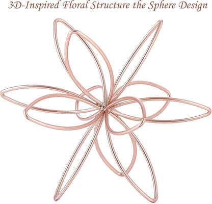8" Gold Decorative Sphere, Metal Floral Tabletop Sculpture, Abstract Tabletop Decorative Ball for Home Metal Sphere Decor