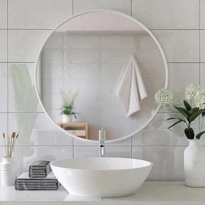 Sunniry Black Round Mirror, Round Mirror 24 inch, Black Circle Mirrors Matte Metal Frame, Wall Mounted Mirrors for Living Room, Bathroom, Wall, Entryway.