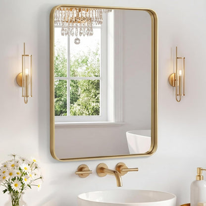 NEWBULIG Gold Round Wall Mirror 36 Inch, Bathroom Mirrors for Over Sink, Wall Decor for Bathroom, Entryway, Bedroom, Vanity