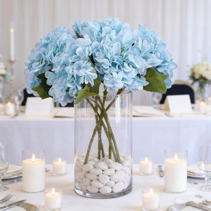 Kimura's Cabin 6pcs White Hydrangea Artificial Flowers Silk Fake Hydrangeas Faux Hydrangea Flowers with Stems for Wedding Bouquets Arrangement Home Table Centerpieces Baby Shower Party Decoration