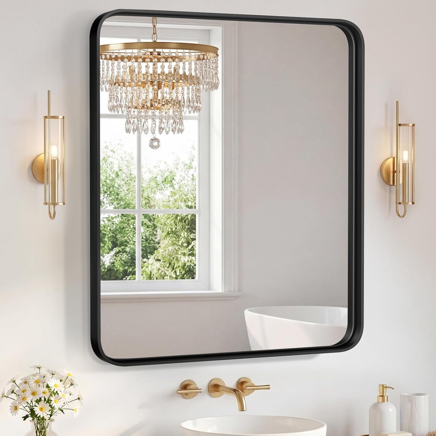 NEWBULIG Gold Round Wall Mirror 36 Inch, Bathroom Mirrors for Over Sink, Wall Decor for Bathroom, Entryway, Bedroom, Vanity