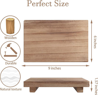 zoocatia Small Wood Tray Pedestal Stand Farmhouse Bathroom Decor Decorative Wooden Riser Kitchen Soap Dish Holder for Vanity, Counter, Sink, Brown