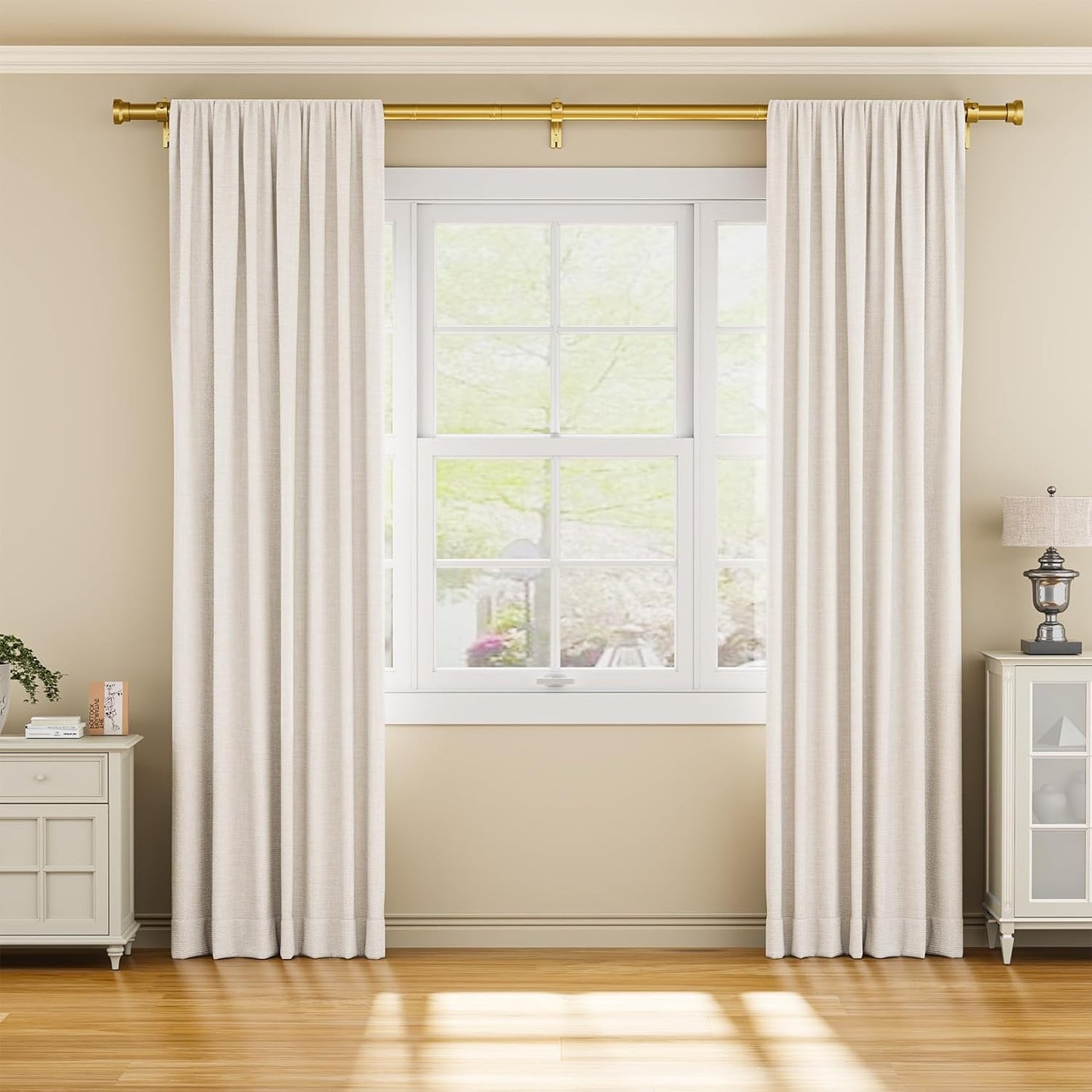 YaFex Curtain Rods 32-144 Inch, Heavy Duty 1 Inch Adjustable Curtain Rod for Windows, Black Extra Long Window Treatment Rods, Modern Design, Easy Installation