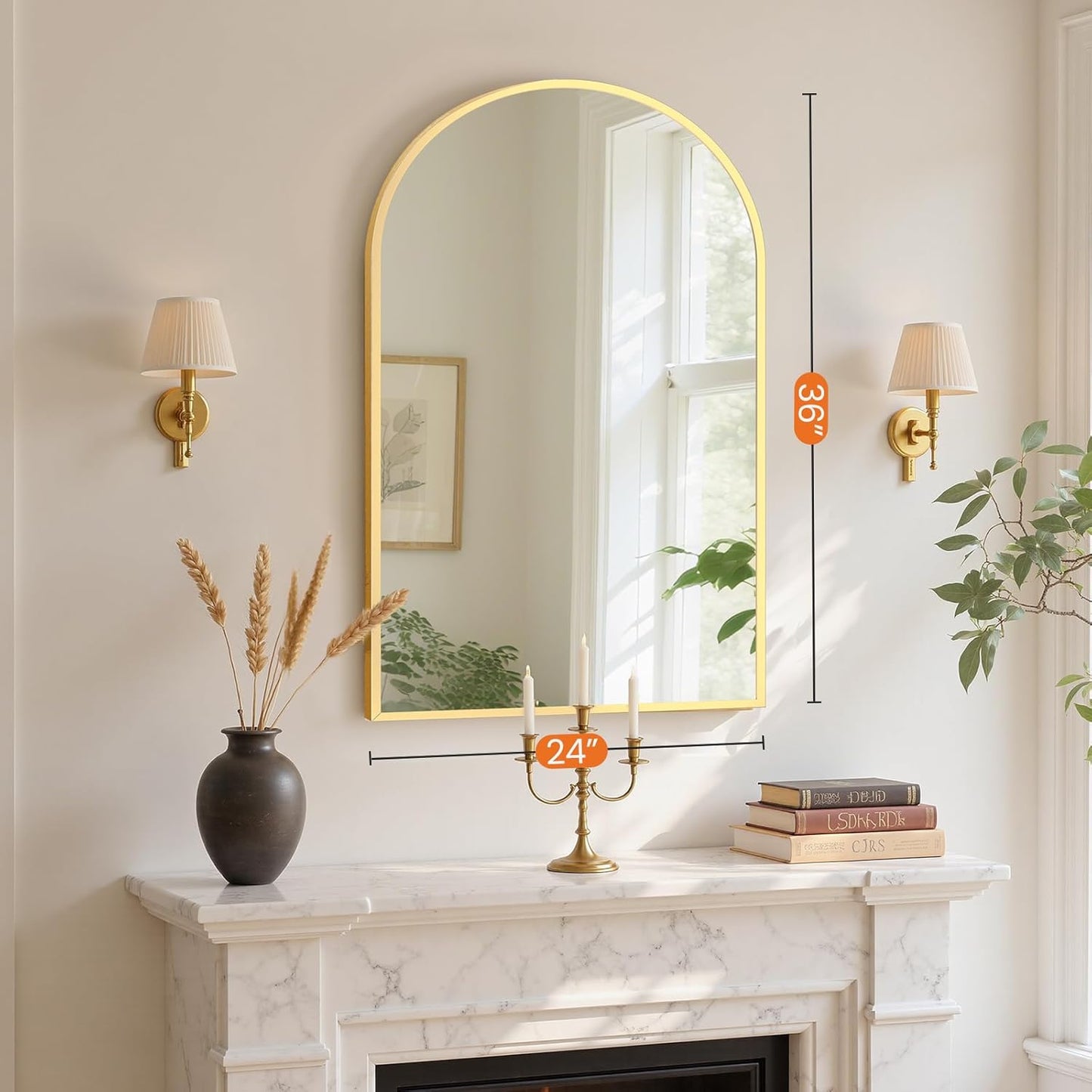 NEWBULIG 20IN Round Bathroom Wall Mirror, Modern Vanity Mirrors for Over Sink, HD Glass Decorative for Entryway, Bedroom & Living Room, Gold