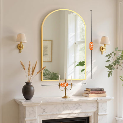 NEWBULIG 20IN Round Bathroom Wall Mirror, Modern Vanity Mirrors for Over Sink, HD Glass Decorative for Entryway, Bedroom & Living Room, Gold