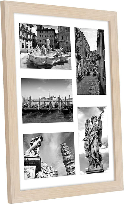Americanflat 4x6 Collage Picture Frame with Shatter-Resistant Glass - Fits Five 4x6 Photos or Use as One 11x14 Picture Frame - Signature Collection - Collage Frames for Wall Display - Black