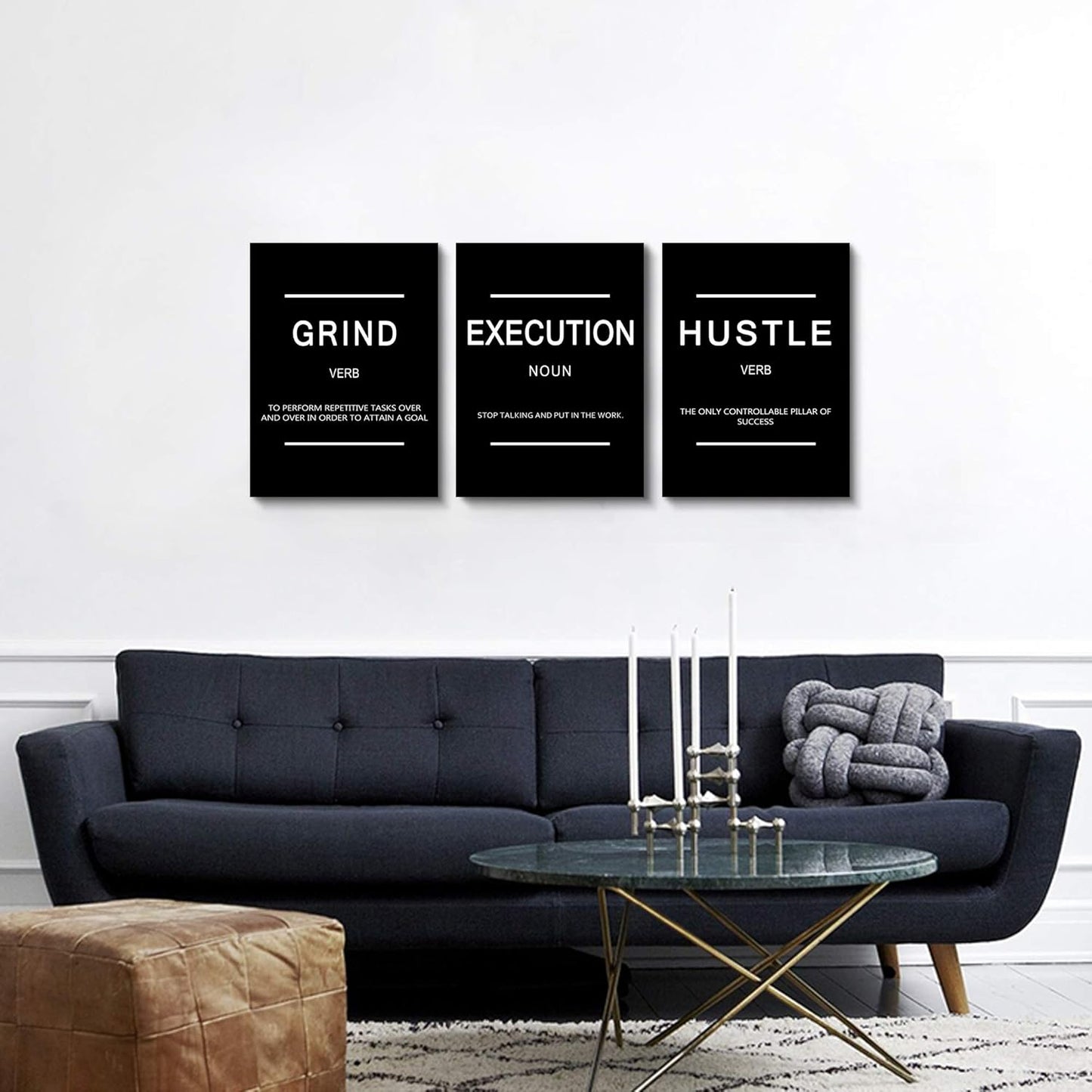 Inspirational Canvas Painting Wall Art -EPHANY ART,Mindset Quotes Prints, Success Framed Entrepreneur Poster Positive Quotes Wall Poster for Home Office Workplace (M-3pcs,12x16inchx3pcs)