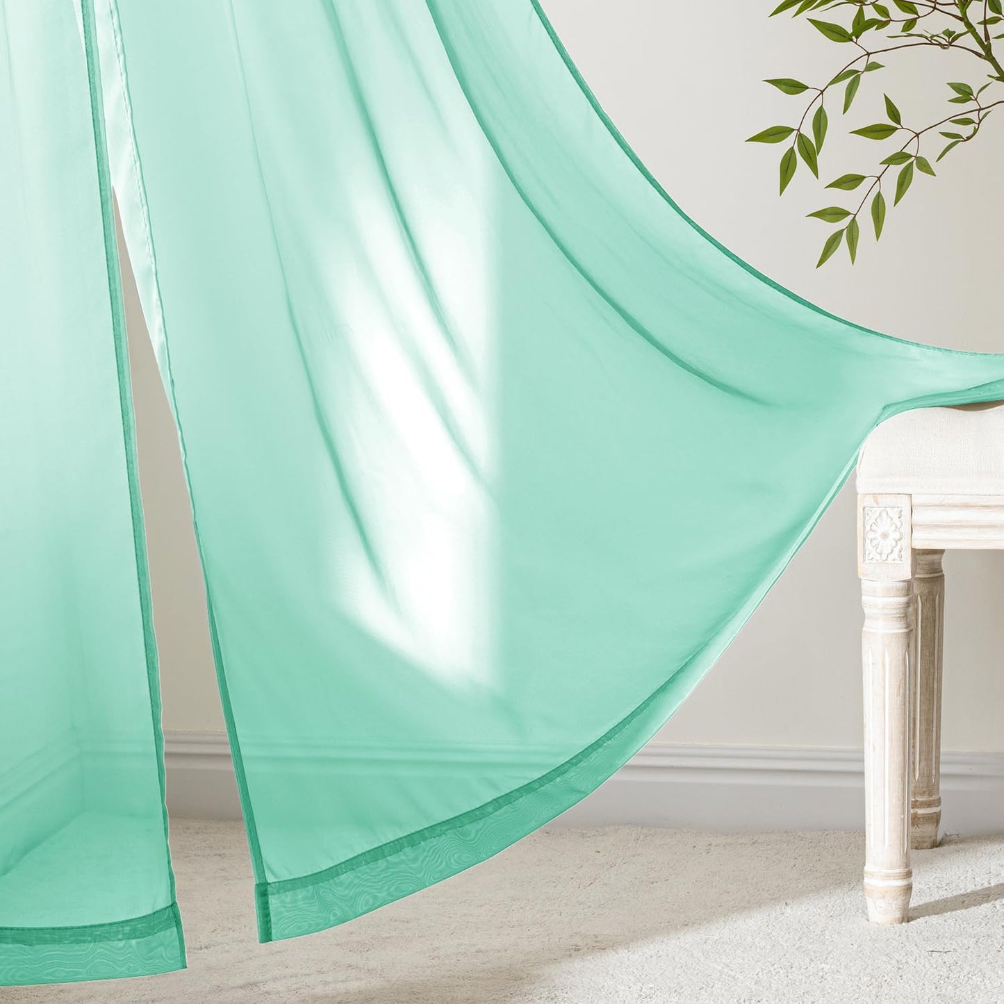 MIULEE White Sheer Curtains 84 Inches Long, 4 Panels Set, Light Filtering Rod Pocket Voile Drapes for Living Room and Bedroom, Airy Soft Fabric Window Treatments, 42 x 84 Inches