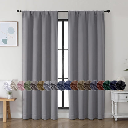 Simplebrand Ava Sage Green Blackout Curtains for Bedroom 63 Inch Length 2 Panels Set, Solid Thermal Insulated Energy Saving Rod Pocket Window Treatment Curtains Blackout Drapes, W40 x L63 Inch, Sage - Colors B
