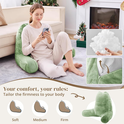 Sasttie Reading Pillows for Sitting in Bed Adult, Back Pillow Bed Sitting Up, Back-Rest Support Cushion for Sit Up on Couch, Sofa, and Floor, Dorm Essentials, Oeko-Tex Certified, Dark Grey