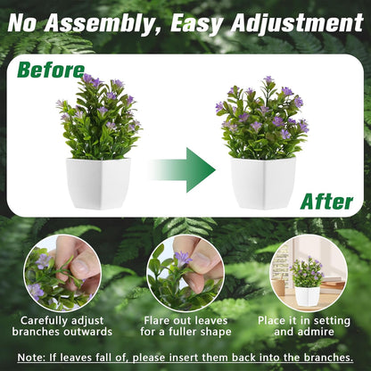 4pcs Fake Small Plants, Artificial Greenery Potted Plant for Home Office Decor, Small Faux Gray Grass Eucalyptus for Bathroom Plants Decoration, Mini Plant Potted Table Shelf Decoration