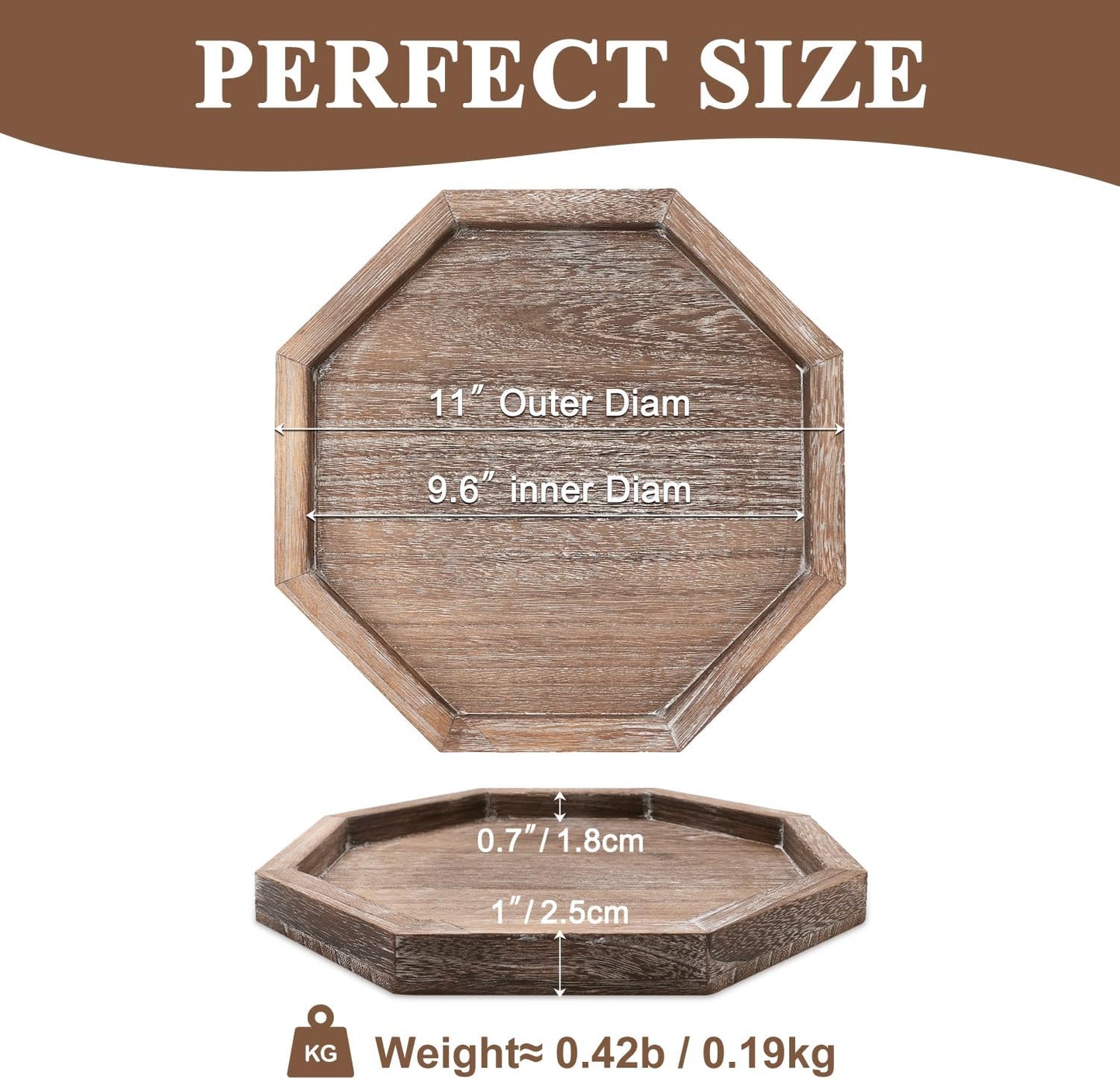 Round Decorative Tray for Coffee Dining Table Countertop Small Wooden Serving Trays Farmhouse Kitchen Home Living Room Decor and Bathroom Accessories Tray Black Rustic Wood Candle Centerpiece Trays