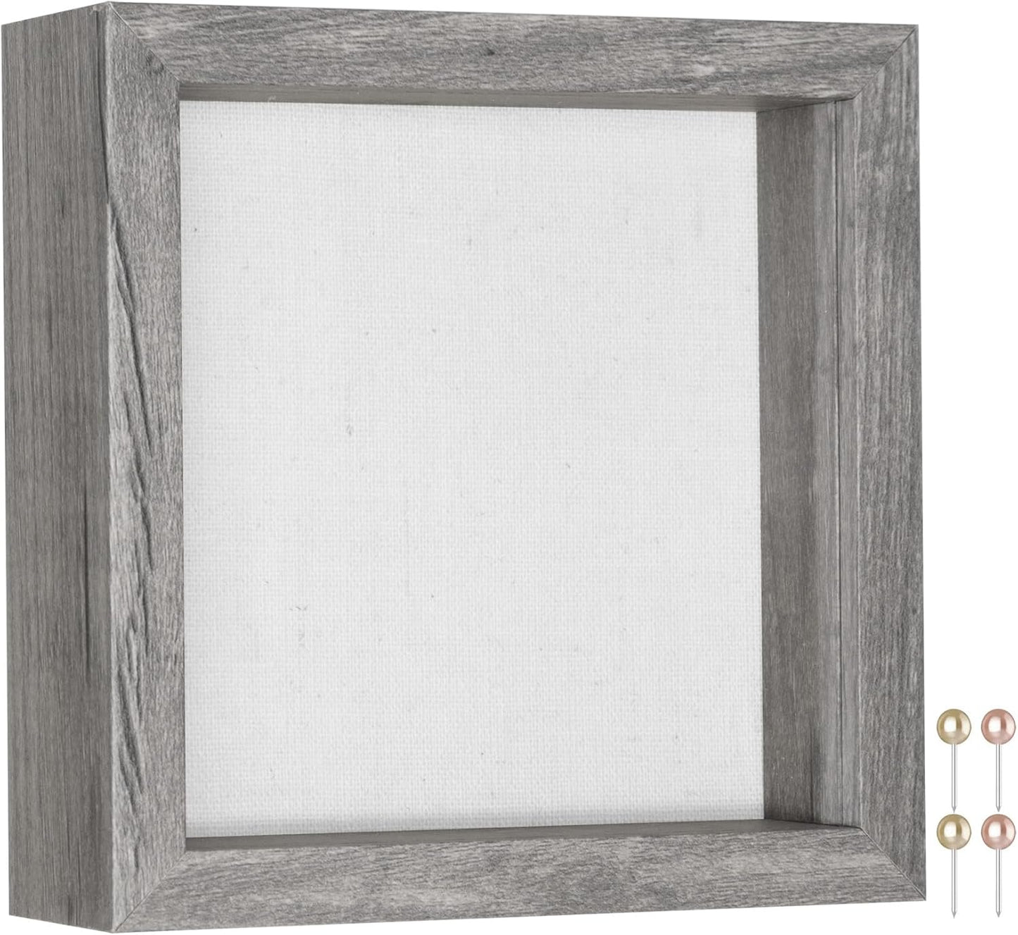 Califortree 8x8 Shadow Box Frame with Soft Linen Back - Push Pins Included, Memory Box Display Case for Flower, Tickets and 3D Items, Black