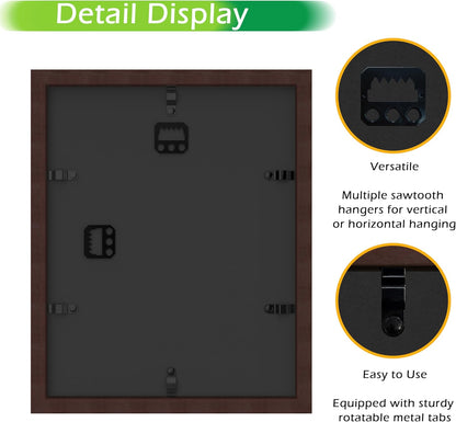 FrameWorks 11” x 14” Dark Oak Wooden Shadow Box Frame – Display Case with Soft Felt Back, Memory Box with Tempered Glass, Display Box with Elegant White Ball Push Pins, Wooden Flower Box