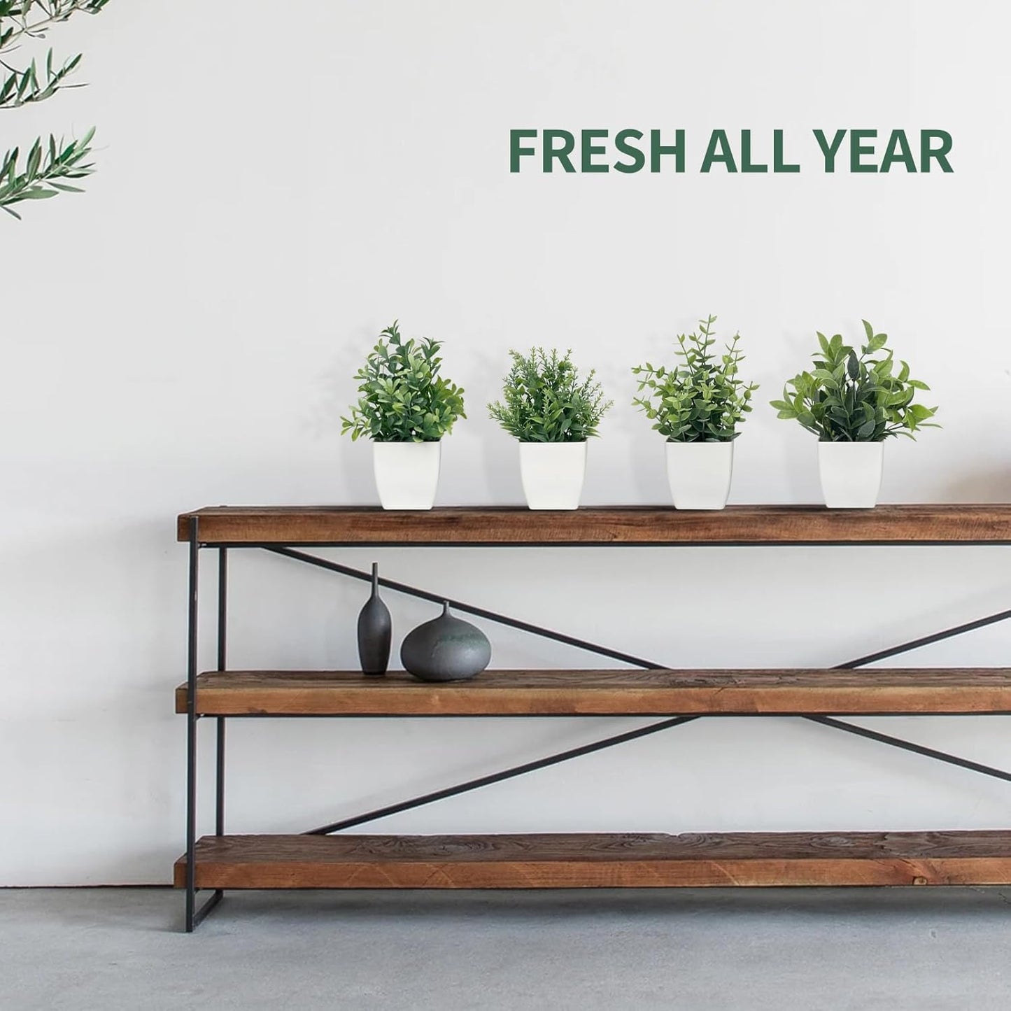 2 Pack Artificial Potted Plants Small Fake Eucalyptus - 7.5 Inch Mini Indoor Plants for Shelf, Desk, Bathroom Decor, Mantel Real Touch Faux Greenery (Sage Green)