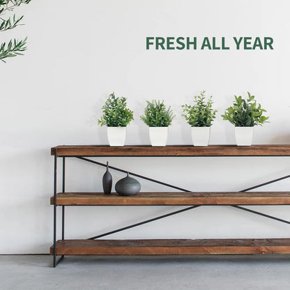2 Pack Artificial Potted Plants Small Fake Eucalyptus - 7.5 Inch Mini Indoor Plants for Shelf, Desk, Bathroom Decor, Mantel Real Touch Faux Greenery (Sage Green)