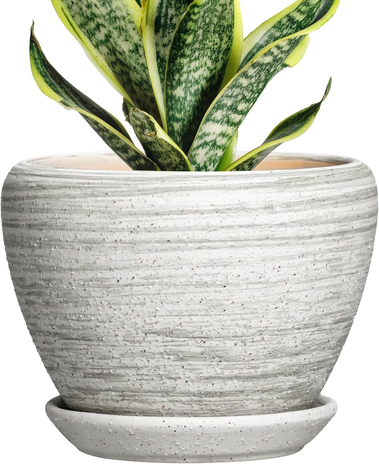 6 Inch Plant Pot - Ceramic Pots for Plants with Drainage Hole and Saucer, Round Succulent Planter Indoor Outdoor, Modern Flower Pot for Snake Plants, Home Decor, Gifts for Plant Lover, Blue