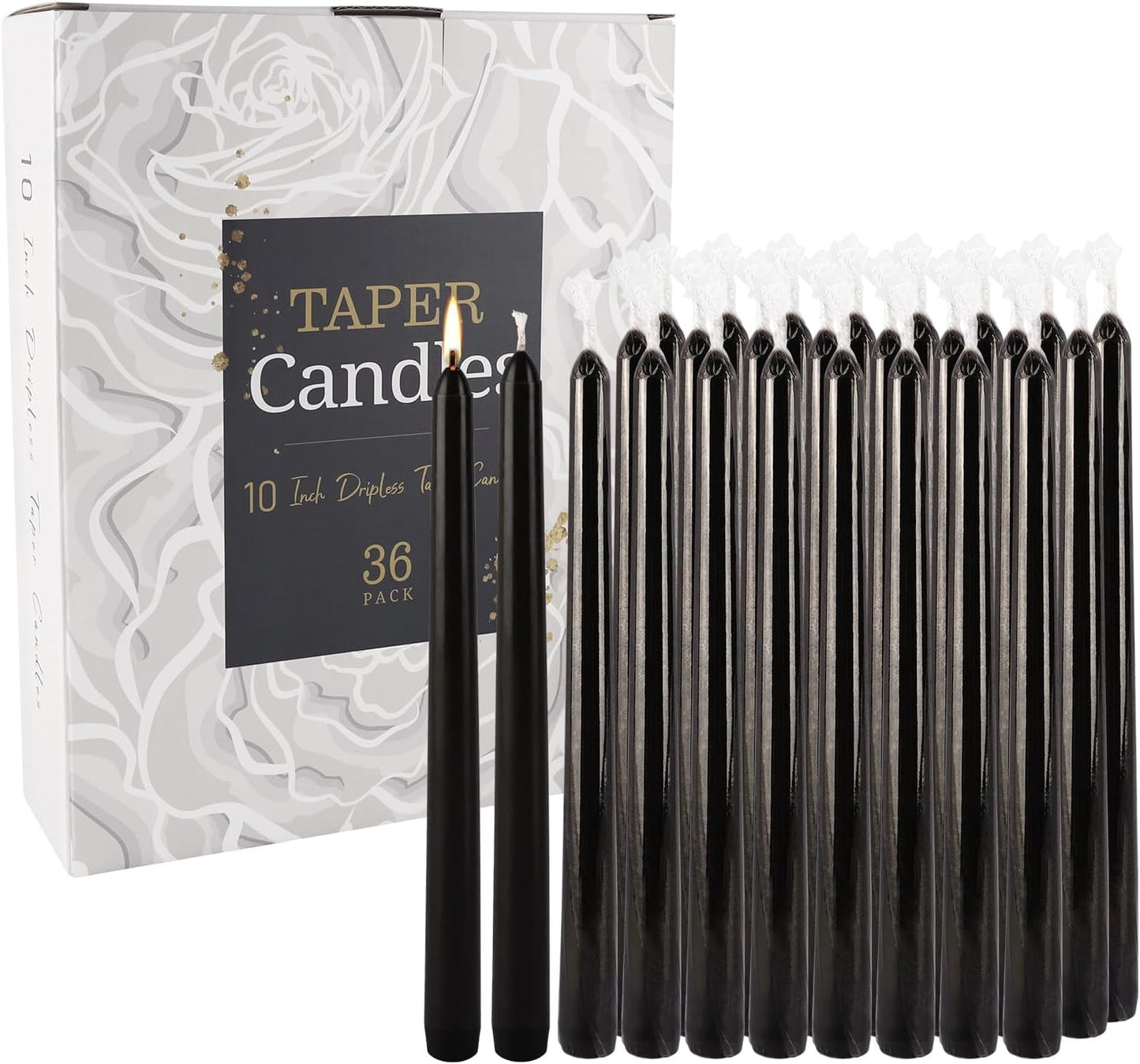 30-Pack 10-Color Taper Candles - 10 Inch Dripless & 10-Hour Burn｜Wedding/Birthday/Home Decor with Premium Wax