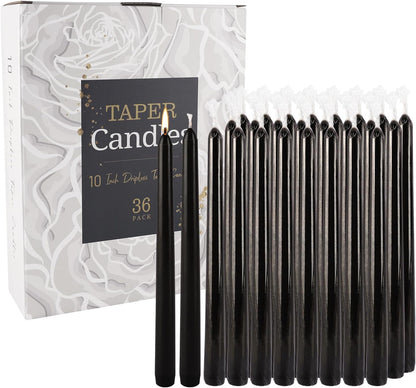 30-Pack 10-Color Taper Candles - 10 Inch Dripless & 10-Hour Burn｜Wedding/Birthday/Home Decor with Premium Wax