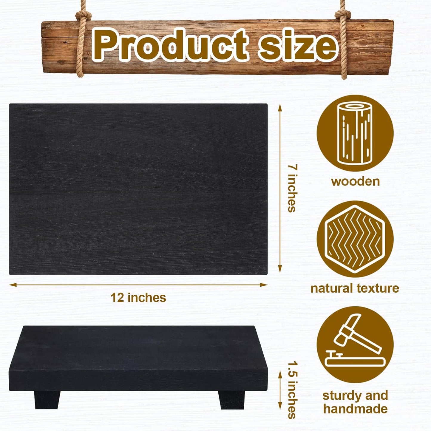 Nuogo Wood Riser Tray Soap, Stand Soap Tray for Kitchen Sink, Wood Pedestal for Kitchen Counter Sink Stand Decorative Rustic Bathroom Dishes Plant Bottles Candles Display(12 x 7 Inch,Brown)
