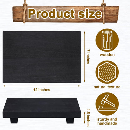 Nuogo Wood Riser Tray Soap, Stand Soap Tray for Kitchen Sink, Wood Pedestal for Kitchen Counter Sink Stand Decorative Rustic Bathroom Dishes Plant Bottles Candles Display(12 x 7 Inch,Brown)