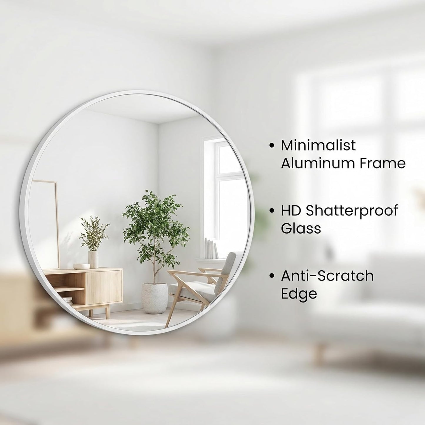HARRITPURE Round Mirror 30 Black Wall Mounted Circle Mirrors Vanity Mirror with Brushed Aluminum Alloy Frame Modern Decoration for Bathroom, Living Room, Vanity, Bedroom, Entryway