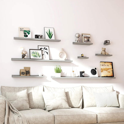 White Floating Shelves for Wall Decor, Wall Mounted Wood Storage Shelf for Bedroom, Living Room, Bathroom, Kitchen, Nursery, Display Picture Ledge Shelf with Lip Set of 2-14 Inches, White