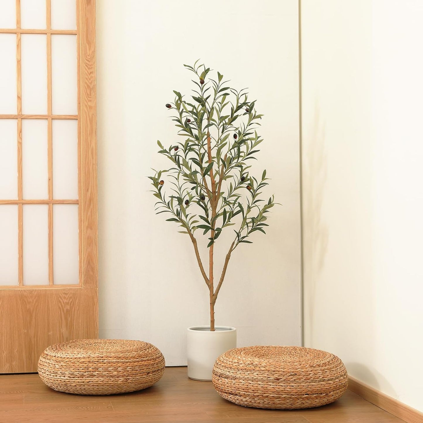 Kazeila Artificial Olive Tree 6FT Tall Faux Silk Plant for Home Office Decor Indoor Fake Potted Tree with Wood Branches and Fruits