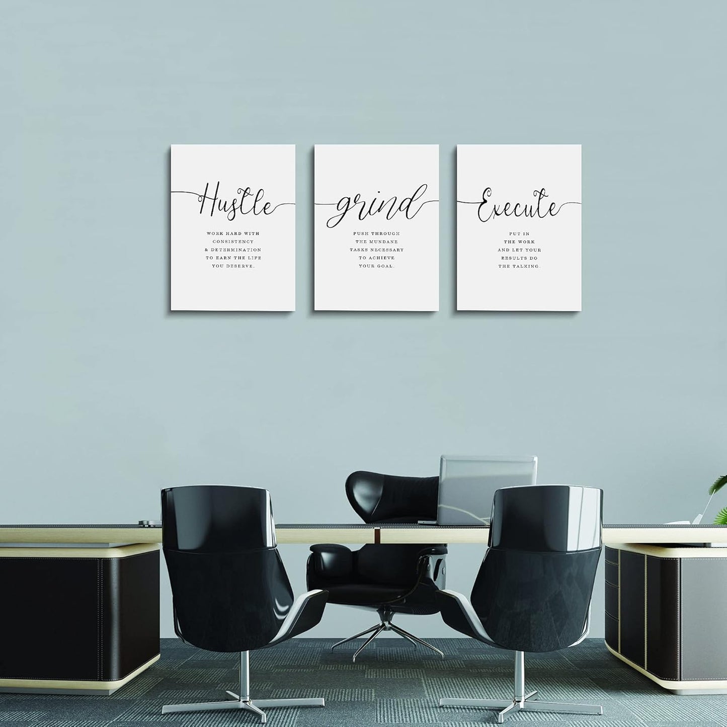 Inspirational Canvas Painting Wall Art -EPHANY ART,Mindset Quotes Prints, Success Framed Entrepreneur Poster Positive Quotes Wall Poster for Home Office Workplace (M-3pcs,12x16inchx3pcs)