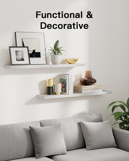Amada Homefurnishing Floating Shelves, Paulownia Wood Wall Shelves for Living Room/Bedroom/Kitchen/Home Office, Wood Floating Shelf for Home Storage & Organization, Set of 4, 15.75″L x 5.91″W x 0.98″H