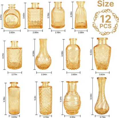 Clear Glass Bud Vase Set of 12 Pcs,Small Bud Vases in Bulk,Glass Crystal Flower Vases Table Centerpieces for Party Event Wedding Decor Baby Shower Decorations (Clear, 12 Pcs)