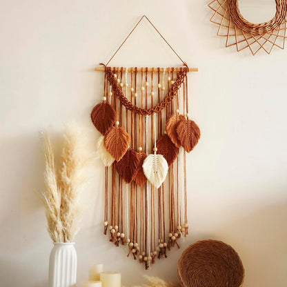 Artilady Macrame Wall Hanging -Handmade Sage Green Leaf Wall Tapestry,Boho Decorations for Bedroom Living Room Bathroom,Earthy Room Decor,Wedding Birthday for Women Girls