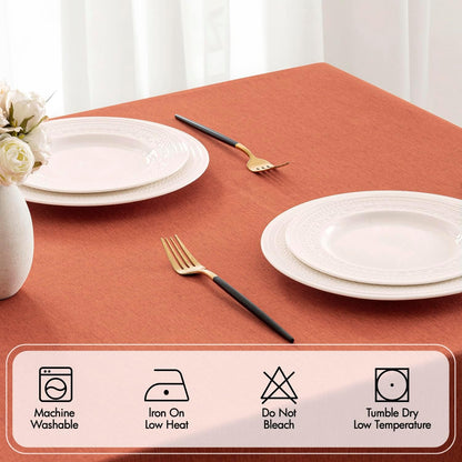 MIULEE Beige Rectangle Linen Polyester Tablecloth with Decorative Cutouts Spring Waterproof Stain Resistant & Shrink-Proof Table Cloth 52x70 inch Farmhouse Style for Dining Wedding and Outdoor