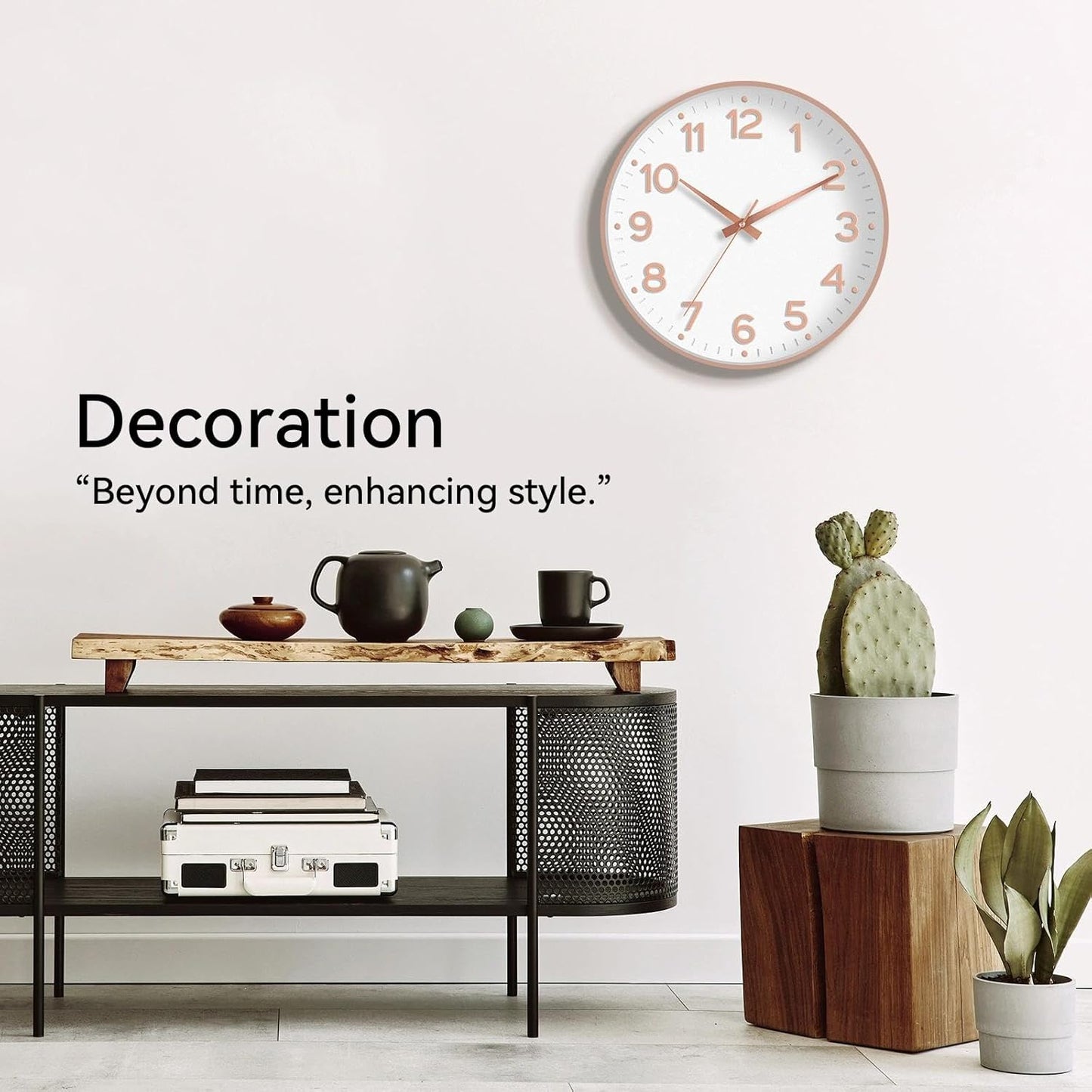 Roymnie Wall Clock Green, Silent Wall Clocks Battery Operated 8 Inch-Modern Non Ticking Analog Clock Decorative for Kitchen Office Bathroom Bedroom(Gold)