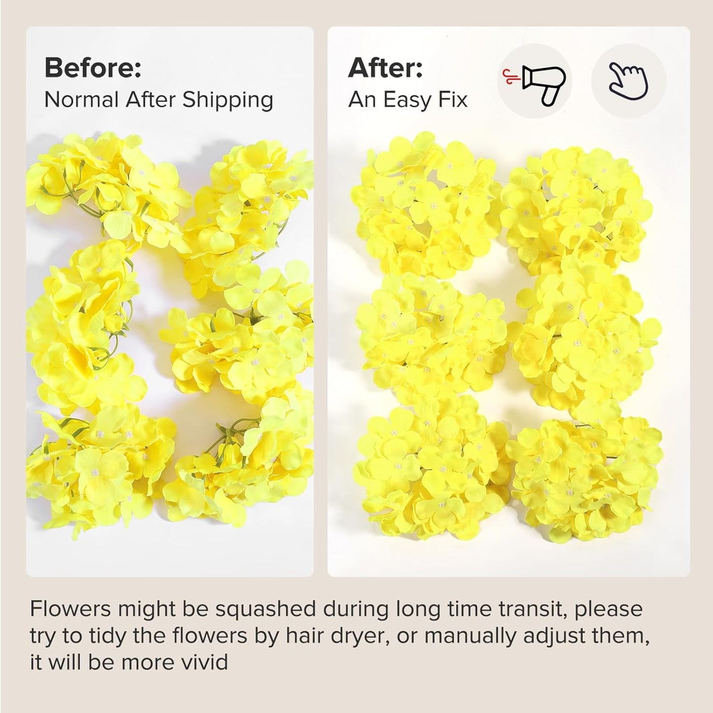Auihiay 64 PCS Artificial Hydrangea Flowers, Silk Hydrangea Full Flowers Heads with Stems for Wedding Centerpieces, Home, Garden, Baby Shower, Party Decoration (Ivory)