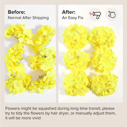Auihiay 64 PCS Artificial Hydrangea Flowers, Silk Hydrangea Full Flowers Heads with Stems for Wedding Centerpieces, Home, Garden, Baby Shower, Party Decoration (Ivory)