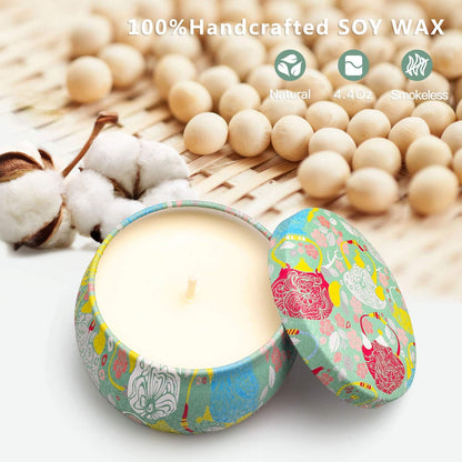 Candles Gift Set for Women, 4 Pack Scented Candles with 8% Essential Oils, 120H Long Lasting Aromatherapy Candles for Home Relaxation