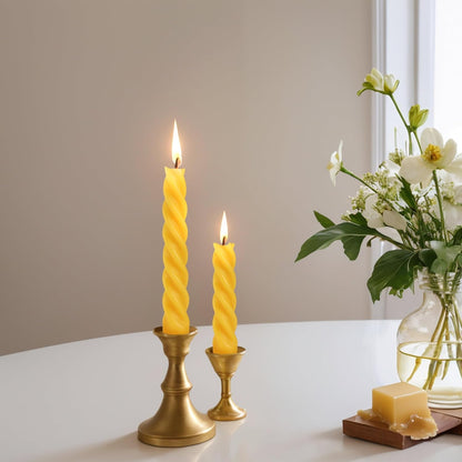 5 Inch Spirat Tapared Candles 10 Pack,0.78" Diameter Ivory Naturel Bee Candles Candlestick,7 Hours Long Lasting Smokeless and Unscented for Home Decoration