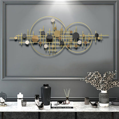 homary Large Metal Wall Art – 47.2" Modern 3D Abstract Geometric Overlapping Design, Iron Wall Decor for Living Room, Dining Room, Office