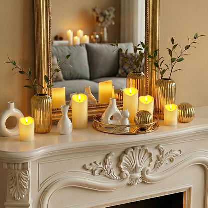 Homemory 6"x3" Outdoor Waterproof Flameless Candles, LED Candles, Battery Operated Candles with Remote and Timers, Electric Fake Plastic Pillar Candles, Ivory White, Set of 2
