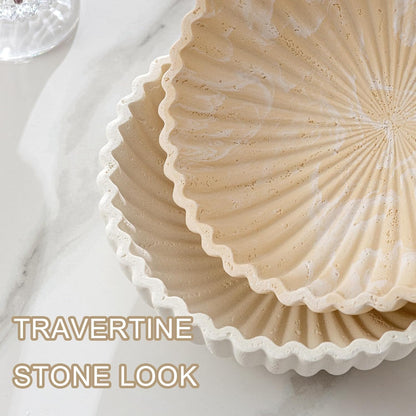 Large Decorative Fruit Bowl for Kitchen Counter, Sandstone Look Modern Minimalist Snack Candy Bowl for Table Centerpiece Decor, Home, Office, Hotel, Entryway (Beige)