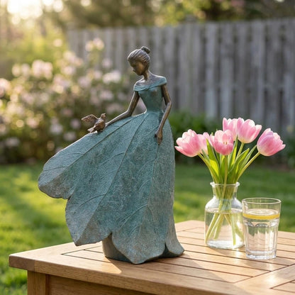 Guichifun Fairy Statue Collection Home Decoration - Leaf Angel Girls Resin Modern Table Decor for Living Room Office Sculpture Decor for Women Indoor Rustic Figurines Gift 5 x 3 x 7.5 Inch