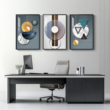 Framed Modern Luxury Gold Wall Art, Set of 3 Piece Contemporary Paintings Artwork for Walls, Golden Prints Pictures with Gold Frame, Wall Decor for Living Room, Hallway, Bedroom, Office 16x24 Inch